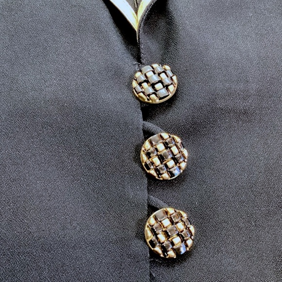 Vintage 80s/90s Periwinkle by B. David Black Skirt Suit Set Gold Trim NWT Formal - Picture 13 of 15